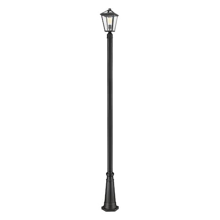 Talbot 1 Light Outdoor Post Mounted Fixture, Black & Clear Beveled